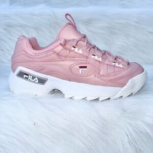 NEW Fila Women’s D-Formation Chunky Leather Sneakers Pink White Low-Top Size 8